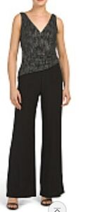 Anne Klein Black and Silver Metallic Jumpsuit